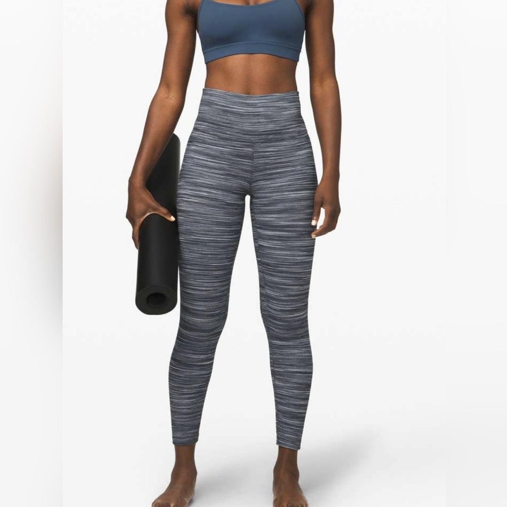 Lululemon align Mini Space Dye Herringbone Heathered Black White size 4